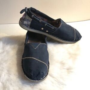 Sketchers Bobs Blue Plaid Flats Loafers 6.5 Womens